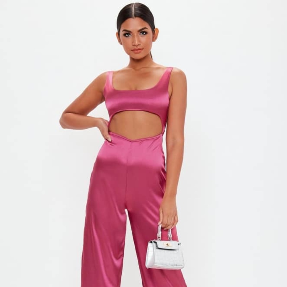 Missguided Pink Cut Out Jumpsuit